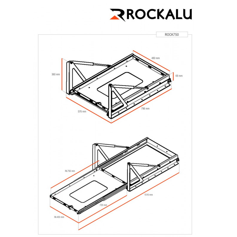 ROCKALU SLIDING/TILTING DRAWER FOR REFRIGERATOR (750X430MM) ROCKALU SLIDING/TILTING DRAWER FOR REFRIGERATOR (750X430MM)
